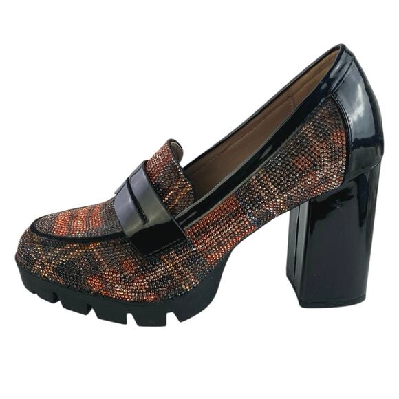 Betsey Johnson Shoes - Betsey Johnson Adelyn Multicolor Plaid Rhinestone Glitter Heeled Loafer Size 11M